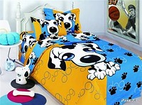 Комплект — PUPPY BLUE — сатин детский