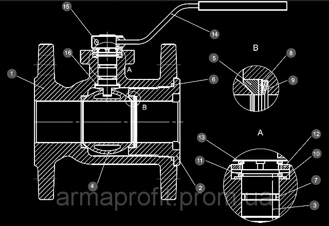 Купити Кран кульовий сталевий фланцевий арт. 565 ZETKAMA Ду80 Ру16 ...